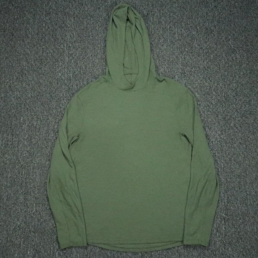 Lululemon Hoodie Mens Medium Green Waffle Knit Pullover Long Sleeve Lightweight - Picture 1 of 7